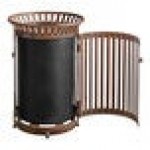 Lancaster Table & Seating 45 Gallon Heavy-Duty Round Brown Steel Slatted Outdoor Trash Can with Flat Lid and Door Lancaster Table & Seating 45 Gallon Heavy-Duty Round Brown Steel Slatted Outdoor Trash Can with Flat Lid and Door