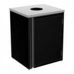 Lakeside 3420B Rectangular Stainless Steel Liquid / Cup Refuse Station with Top Access and Black Laminate Finish - 26 1/2 Lakeside 3420B Rectangular Stainless Steel Liquid / Cup Refuse Station with Top Access and Black Laminate Finish - 26 1/2