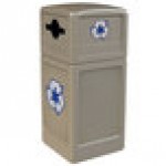 Commercial Zone 747302 Polytec 42 Gallon Beige Square Recycling Container and Beige Dome Lid with Mixed Recycling Slot Commercial Zone 747302 Polytec 42 Gallon Beige Square Recycling Container and Beige Dome Lid with Mixed Recycling Slot