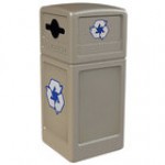 Commercial Zone 747302 Polytec 42 Gallon Beige Square Recycling Container and Beige Dome Lid with Mixed Recycling Slot Commercial Zone 747302 Polytec 42 Gallon Beige Square Recycling Container and Beige Dome Lid with Mixed Recycling Slot