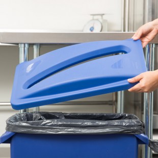 Rubbermaid® FG270388BLUE Slim Jim Blue Rectangular Recycling Container Lid with Paper Slot