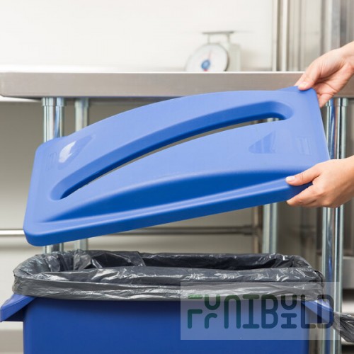 Rubbermaid® FG270388BLUE Slim Jim Blue Rectangular Recycling Container Lid with Paper Slot