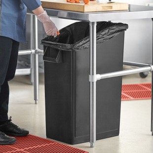 Lavex 92 Qt. / 23 Gallon Black Rectangular Under-Counter Trash Can
