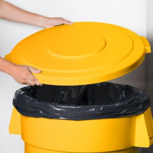 Carlisle 84104504 Bronco 44 Gallon Yellow Flat Round Trash Can Lid