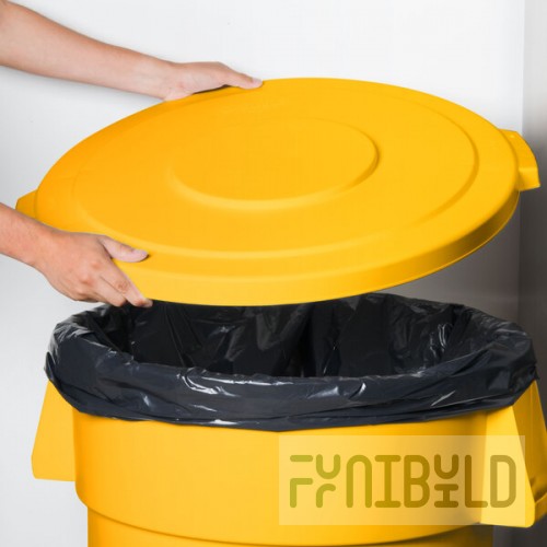 Carlisle 84104504 Bronco 44 Gallon Yellow Flat Round Trash Can Lid