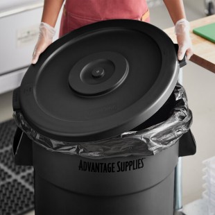 Advantage Supplies 44 Gallon Black Round Commercial Trash Can Lid