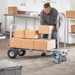 Lavex 750 lb. 2-in-1 Convertible Hand Truck with Nose Plate and Pneumatic Wheels