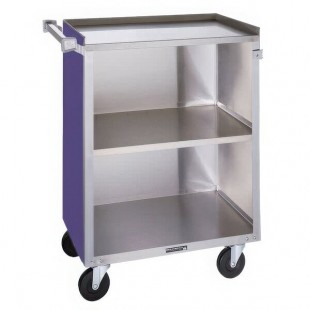 Lakeside 810P Medium-Duty Stainless Steel Three Shelf Utility Cart With Enclosed Base and Purple Finish - 16 7/8 Lakeside 810P Medium-Duty Stainless Steel Three Shelf Utility Cart With Enclosed Base and Purple Finish - 16 7/8