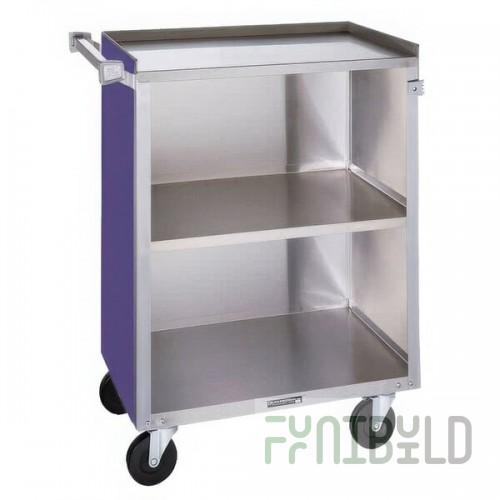 Lakeside 810P Medium-Duty Stainless Steel Three Shelf Utility Cart With Enclosed Base and Purple Finish - 16 7/8