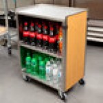 Lakeside 610LM 3 Shelf Standard Duty Stainless Steel Utility Cart with Enclosed Base and Light Maple Finish - 16 1/2