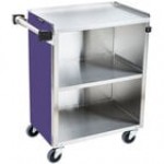 Lakeside 610LM 3 Shelf Standard Duty Stainless Steel Utility Cart with Enclosed Base and Light Maple Finish - 16 1/2
