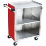 Lakeside 610LM 3 Shelf Standard Duty Stainless Steel Utility Cart with Enclosed Base and Light Maple Finish - 16 1/2