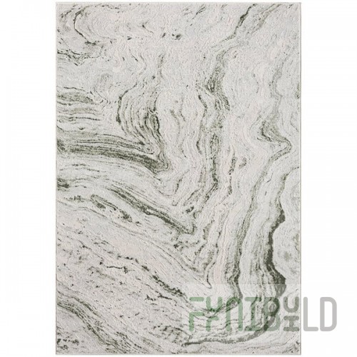 Abani Atlas Collection 4' x 6' Green / Gray Contemporary Abstract Marble Area Rug