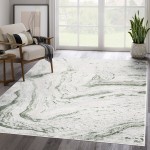 Abani Atlas Collection 4' x 6' Green / Gray Contemporary Abstract Marble Area Rug