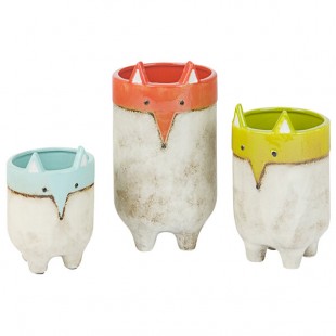 Kalalou 3-Piece Multicolor Ceramic Fox Planter Set Kalalou 3-Piece Multicolor Ceramic Fox Planter Set