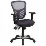 Flash Furniture Nicholas Black Mesh Mid-Back Swivel Ergonomic Office Chair with Black Base, Adjustable Arms, and Roller Wheels Flash Furniture Nicholas Black Mesh Mid-Back Swivel Ergonomic Office Chair with Black Base, Adjustable Arms, and Roller Wheels