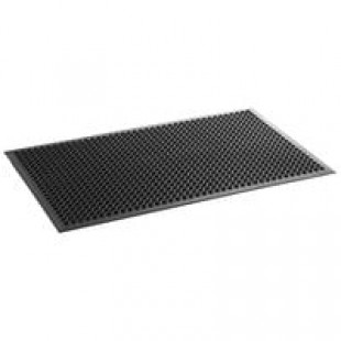 Lavex 3' x 5' Heavy-Duty Black Rubber Anti-Fatigue Diamond Floor Mat with Beveled Edge - 1/2