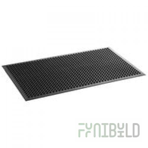 Lavex 3' x 5' Heavy-Duty Black Rubber Anti-Fatigue Diamond Floor Mat with Beveled Edge - 1/2
