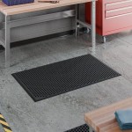 Lavex 3' x 5' Heavy-Duty Black Rubber Anti-Fatigue Diamond Floor Mat with Beveled Edge - 1/2