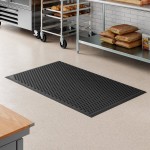 Lavex 3' x 5' Heavy-Duty Black Rubber Anti-Fatigue Diamond Floor Mat with Beveled Edge - 1/2