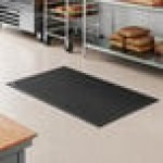 Lavex 3' x 5' Heavy-Duty Black Rubber Anti-Fatigue Diamond Floor Mat with Beveled Edge - 1/2