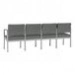 Lesro Lenox Steel Open House Asteroid Fabric 4-Seat Sofa with Center Arms
