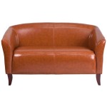 Flash Furniture 111-2-CG-GG Hercules Imperial Cognac Leather Loveseat with Wooden Feet