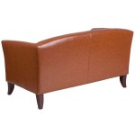 Flash Furniture 111-2-CG-GG Hercules Imperial Cognac Leather Loveseat with Wooden Feet