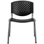 Flash Furniture RUT-F01A-BK-GG Hercules Series Black Plastic Stack Chair with Titanium Frame