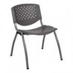 Flash Furniture RUT-F01A-BK-GG Hercules Series Black Plastic Stack Chair with Titanium Frame