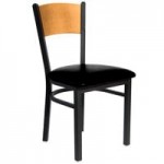 BFM Seating Dale Sand Black Customizable Metal Side Chair with Walnut Finish Wooden Back and 2
