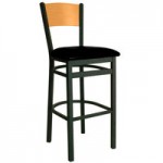 BFM Seating Dale Sand Black Customizable Metal Side Chair with Walnut Finish Wooden Back and 2