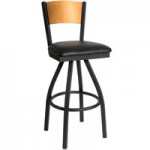 BFM Seating Dale Sand Black Customizable Metal Side Chair with Walnut Finish Wooden Back and 2