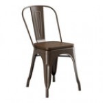 Lancaster Table & Seating Alloy Distressed Onyx Black Indoor Cafe Chair with Walnut Wood Seat Lancaster Table & Seating Alloy Distressed Onyx Black Indoor Cafe Chair with Walnut Wood Seat