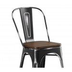 Lancaster Table & Seating Alloy Distressed Onyx Black Indoor Cafe Chair with Walnut Wood Seat Lancaster Table & Seating Alloy Distressed Onyx Black Indoor Cafe Chair with Walnut Wood Seat