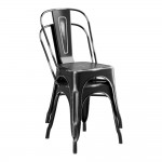 Lancaster Table & Seating Alloy Distressed Onyx Black Indoor Cafe Chair with Walnut Wood Seat Lancaster Table & Seating Alloy Distressed Onyx Black Indoor Cafe Chair with Walnut Wood Seat