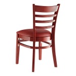 Lancaster Table & Seating Mahogany Finish Wood Ladder Back Chair with Burgundy Vinyl Seat - Detached Seat Lancaster Table & Seating Mahogany Finish Wood Ladder Back Chair with Burgundy Vinyl Seat - Detached Seat