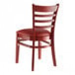 Lancaster Table & Seating Mahogany Finish Wood Ladder Back Chair with Burgundy Vinyl Seat - Detached Seat Lancaster Table & Seating Mahogany Finish Wood Ladder Back Chair with Burgundy Vinyl Seat - Detached Seat