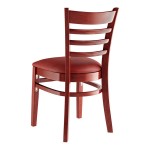 Lancaster Table & Seating Mahogany Finish Wood Ladder Back Chair with Burgundy Vinyl Seat - Detached Seat Lancaster Table & Seating Mahogany Finish Wood Ladder Back Chair with Burgundy Vinyl Seat - Detached Seat