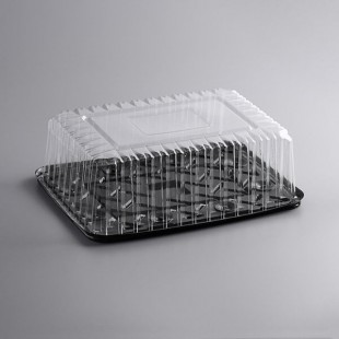 Choice 1/4 Size High Dome Sheet Cake Display Container with Clear Dome Lid - 80/Case