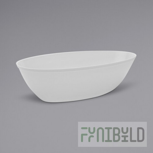 Fineline OB4580.WH Platter Pleasers 1/2 Gallon (64 oz.) White Polystyrene Luau Bowl - 50/Case