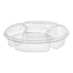 Inline Plastics Essentials 96 oz. Clear PET Plastic 5-Compartment Round Platter with Lid - 50/Case