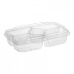 Inline Plastics Essentials 96 oz. Clear PET Plastic 5-Compartment Round Platter with Lid - 50/Case