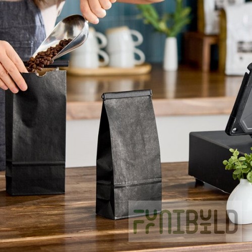 Choice 1 lb. Black Paper Coffee Bag with Reclosable Tin Tie - 1,000/Case