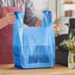 Choice Customizable 1/6 Standard Size Blue Unprinted Standard-Duty Plastic T-Shirt Bag - 1,000/Case