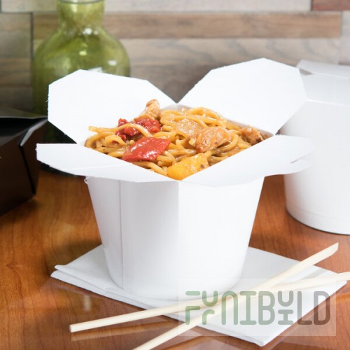 SmartServ 26SSPLAINM 26 oz. White Microwavable Paper Take-Out Container - 25/Pack