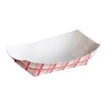 #100 1 lb. Red Plaid Paper Food Tray - 1,000/Case #100 1 lb. Red Plaid Paper Food Tray - 1,000/Case