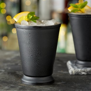 Acopa Alchemy 16 oz. Matte Black Mint Julep Cup with Beaded Detailing - Sample