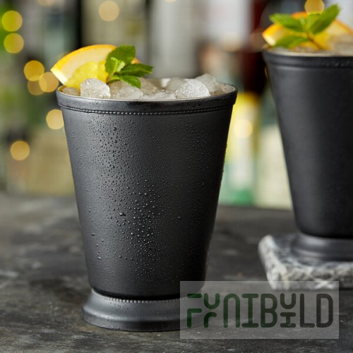 Acopa Alchemy 16 oz. Matte Black Mint Julep Cup with Beaded Detailing - Sample