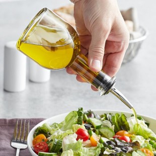 TableCraft 10 oz. Clear Glass Oil Cruet with Stainless Steel Pourer - 12/Case